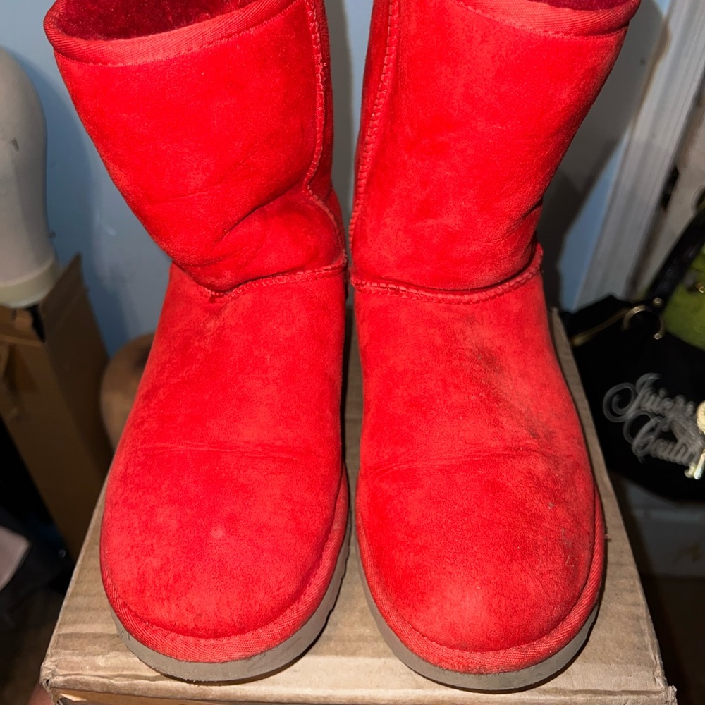 Vibrant Red Suede Boots